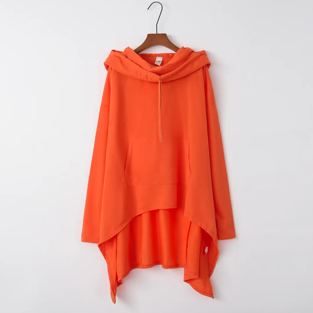Green Long Hooded Vest Women Asymmetric Hem