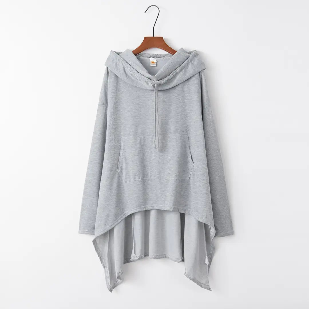 Green Long Hooded Vest Women Asymmetric Hem