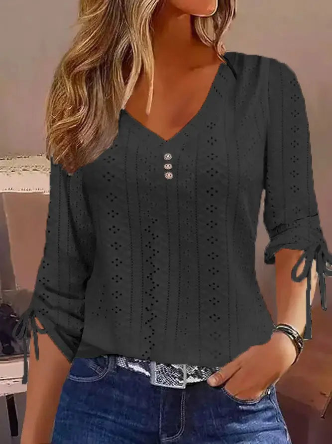 Women V-Neck Button Long Sleeves For Winter