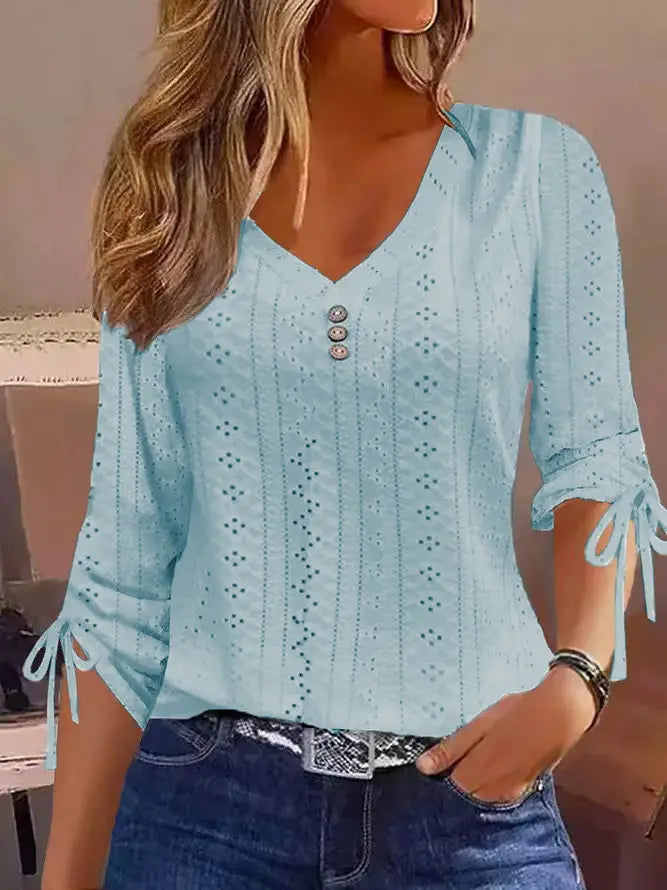 Women V-Neck Button Long Sleeves For Winter