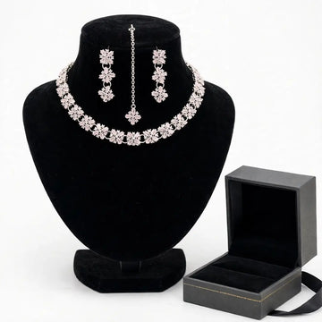 Fancy Silver Plated Zircon Necklace Set