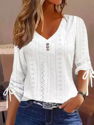 Women V-Neck Button Long Sleeves For Winter